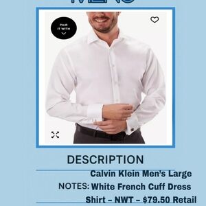 Calvin Klein Men's French Cuff Dress Shirt - White